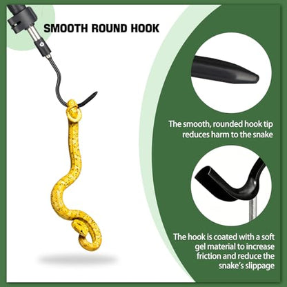 2pcs Snake Hook Set, Telescopic Snake Catcher Stainless Steel Snake Handling Tool for Moving Ball Rattlesnakes Python Copperhead with Long Handle (35-64inch&26inch) - size: 35-64inch&26inch