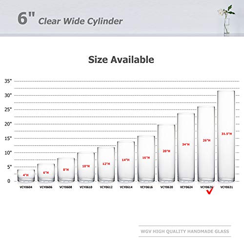 WGV Cylinder Vase, Width 6", Height 26", Clear Tall Glass Container Terrarium Candle Holder for Wedding Centerpiece, Party Event, Home Office Decor, 1 Piece - size: 6"x26"H