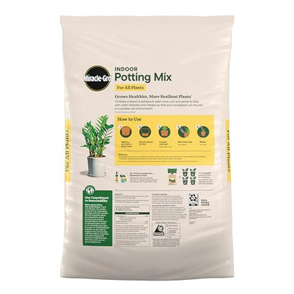 Miracle-Gro Indoor Potting Mix for All Plants, 6 qt., 2-Pack | Use with Houseplants and More, Feeds for up to 6 Months - size: 6 qt (2-Pack), style: 6 QT