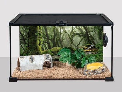 36X18 Inch Foggy Forest Terrarium Backdrop with Misty Stream and Ancient Tree - Tropical Reptile Habitat Background Durable Polyester Vivarium Decoration - size: 36X18in