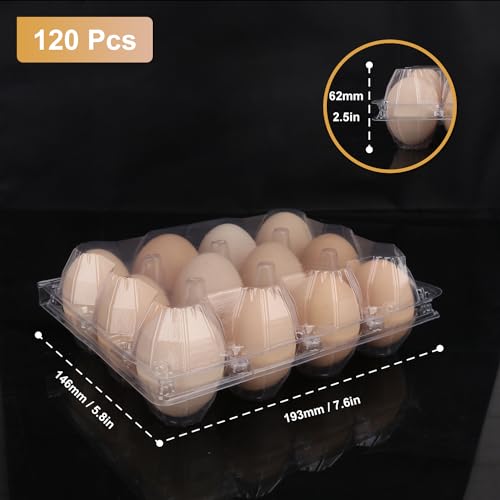 120 Pack Bulk Egg Cartons, Clear Plastic Chicken Egg Holders, Egg Tray Carton Holder for Home & Kitchen, Farm & Market Use, An Eco-Friendly Egg Storage Solution, 12 Grids - size: 120 Pack Egg Cartons 12 Grids 3x4