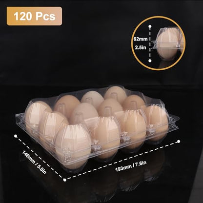 120 Pack Bulk Egg Cartons, Clear Plastic Chicken Egg Holders, Egg Tray Carton Holder for Home & Kitchen, Farm & Market Use, An Eco-Friendly Egg Storage Solution, 12 Grids - size: 120 Pack Egg Cartons 12 Grids 3x4