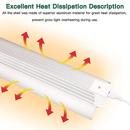SZHLUX Grow Light 4FT 140W (2×70W, 800W Equivalent) Super Bright Full Spectrum Sunlight Plant Light, LED Grow Light Strips, Linkable Growing Lamp for Indoor Plants - size: 4ft