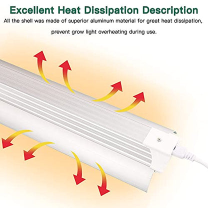 SZHLUX Grow Light 4FT 140W (2×70W, 800W Equivalent) Super Bright Full Spectrum Sunlight Plant Light, LED Grow Light Strips, Linkable Growing Lamp for Indoor Plants - size: 4ft