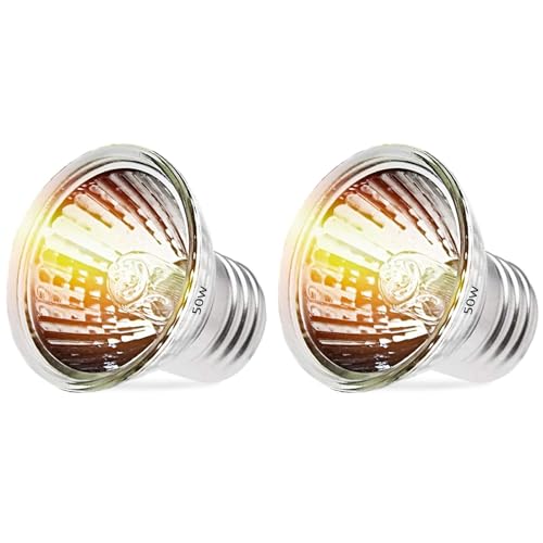 50W Reptile Heat Lamp Bulbs - UVA UVB Bulbs- Light Turtle Heat Lamp for Reptiles and Amphibian Tanks, Terrariums and Cages - 110V Turtle Reptile Heat Bulbs with E26 Screw Cap Base 2-Pack - color: 50w Heat Bulb - 2 Pack