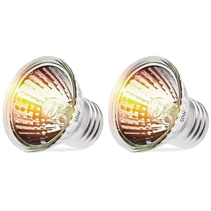 50W Reptile Heat Lamp Bulbs - UVA UVB Bulbs- Light Turtle Heat Lamp for Reptiles and Amphibian Tanks, Terrariums and Cages - 110V Turtle Reptile Heat Bulbs with E26 Screw Cap Base 2-Pack - color: 50w Heat Bulb - 2 Pack