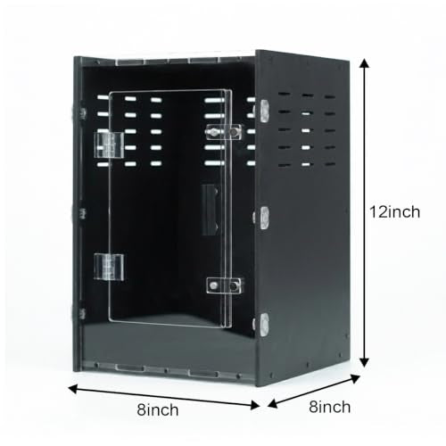 8x8x12 Black PVC Reptile Tank, Front Opening for Crested Reptiles | Black PVC cave-like interior, front-opening access, side ventilation holes, ideal for crested geckos, spiders & mantises