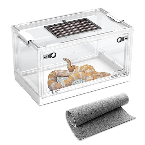 Dutiplus Large Snake Reptile Tank, Habitat Cages,White, 21.65"x12.6"x12.2" | Amphibians Habitat Cages, Sliding Screen Top, For Lizard, Gecko, Frog, Hamster, Hermit Crab - color: White