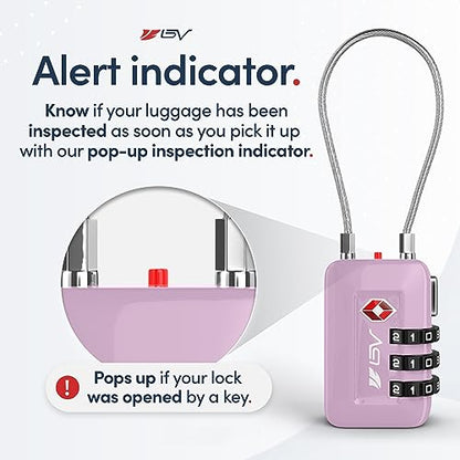 TSA Accepted Luggage Travel Lock, Set-Your-Own Combination Lock for School Gym Locker, Luggage Suitcase Baggage Locks, Filing Cabinets, Toolbox, Case (Purple, 1 Pack) - color: Purple 1-Pack