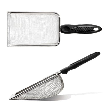 Hiceeden 4 Pcs Stainless Steel Small Mesh Scooper, Hamster Fine Sand Bath Scooper, Reptile Rabbit Litter Sand Waste Scoop, Beach Mesh Shovel for Shell Collecting, Shark Tooth Sifter, 1mm Hole