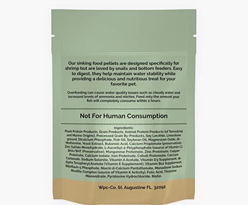 Wpc-Co. Aquarium Shrimp Food - Sinking Pellets for Aquatic Shrimp, Snail, Bottom Feeders - Complete Nutrition for Tropical Shrimps and Other Invertebrates