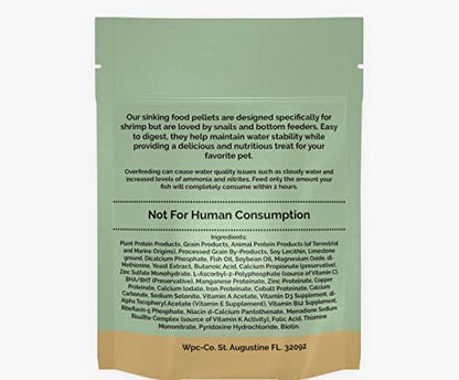 Wpc-Co. Aquarium Shrimp Food - Sinking Pellets for Aquatic Shrimp, Snail, Bottom Feeders - Complete Nutrition for Tropical Shrimps and Other Invertebrates