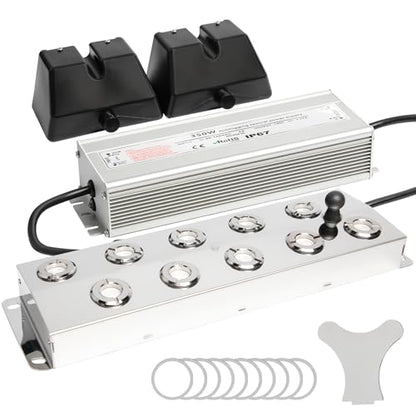 Ultrasonic Mist Fogger Maker 10 Heads, Mist Maker Fogger 7000ml/H | 350W & IP67 Waterproof Power Supply, with 2 Floats & 10 Atomizer Heads Replacements, Perfect for Pond, Greenhouse, Halloween - size: 10 Heads