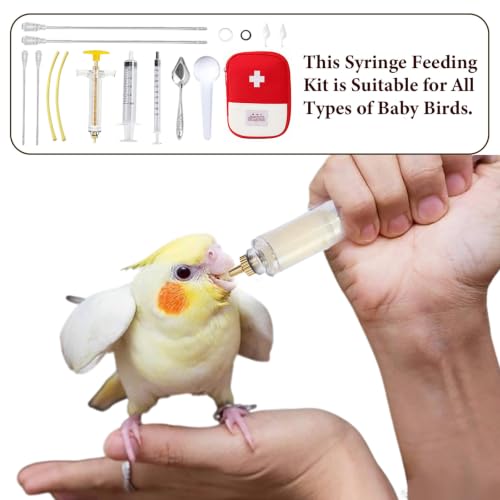 16 pcs Bird Feeding Syringe Set - Bird Hand Feeding Syringe Set, Birds Feeder with 20ml Feeding Syringes, Birds Feeder Scoop, Soft Tubes for Parakeets & Cockatiels (Red) - color: Red