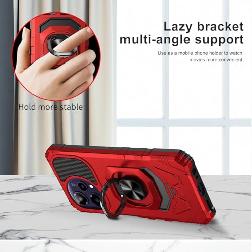for Cricket Icon Pro SN512C 2026 Robotic Ring Stand Hybrid Cover Phone Case + Extreme Band (Red) - color: Red