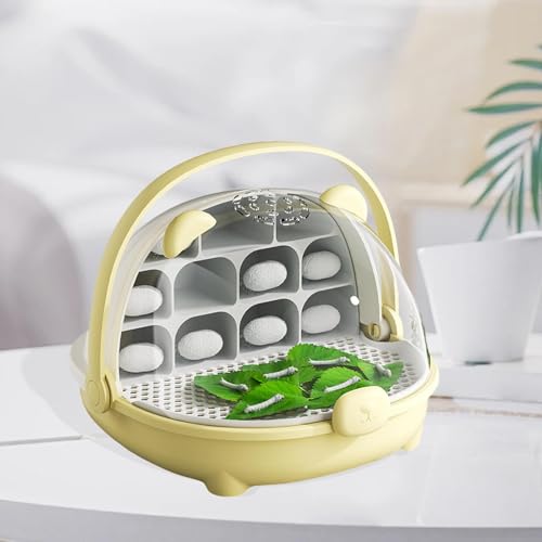 Gralara Silkworm Breeding Box Insect Feeding Box Habitat Cage Transparent Silkworm Hatching Container Small Animal Breeding Case, Yellow - color: yellow