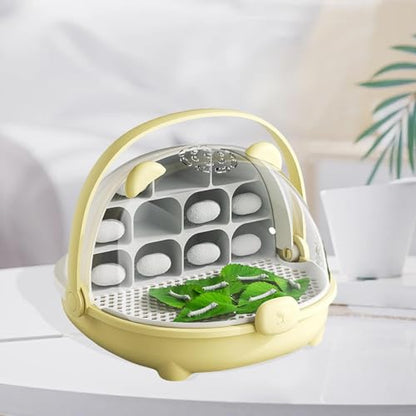 Gralara Silkworm Breeding Box Insect Feeding Box Habitat Cage Transparent Silkworm Hatching Container Small Animal Breeding Case, Yellow - color: yellow