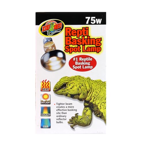 Zoo Med Basking Spot Lamp 75 Watts, 2 Pack | 75W basking bulbs focus heat and light for diurnal reptiles