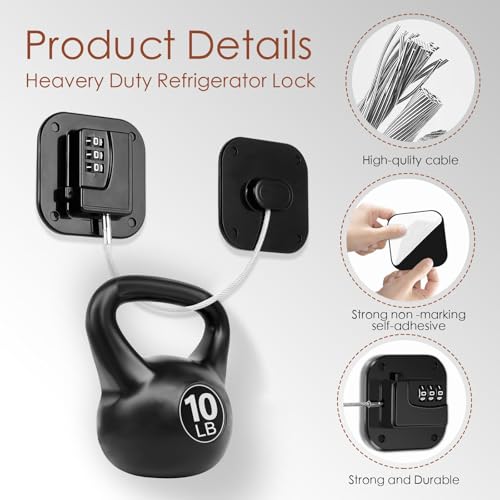 Refrigerator Lock, Combination Lock for Refrigerator Cabinets, Drawers, Heavy Duty Fridge Lock, Easy Install No Keys Needed, Black (Black-3Pack) - color: Black-3Pack