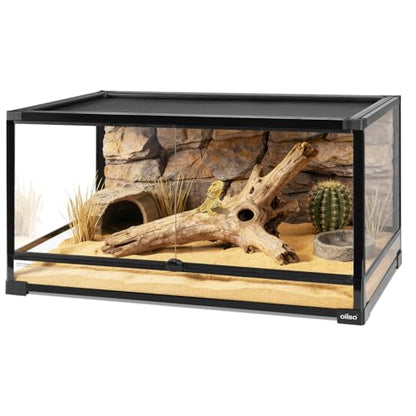 50 Gallon Tempered Glass Reptile Tank, 36" x 18" x 18" Reptile Terrarium,Reptile Enclosure with Front Opening Sliding Double Doors, Top Ventilation, Removable Door Easy to Feed and Clean - size: 36" x 18" x 18"