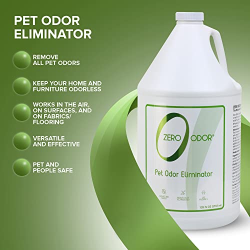Zero Odor Pet Odor Eliminator Refill for Cat & Dog Urine, Carpet, 128 oz | Enzyme free, Urine Smell Eliminator for Pet Beds, Litter Areas & Furniture – No Lasting Scent, Sprayer not Included - size: 128 Fl Oz (Pack of 1)