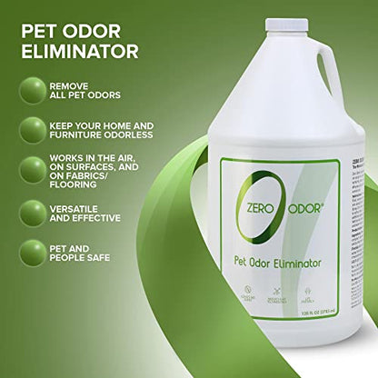 Zero Odor Pet Odor Eliminator Refill for Cat & Dog Urine, Carpet, 128 oz | Enzyme free, Urine Smell Eliminator for Pet Beds, Litter Areas & Furniture – No Lasting Scent, Sprayer not Included - size: 128 Fl Oz (Pack of 1)