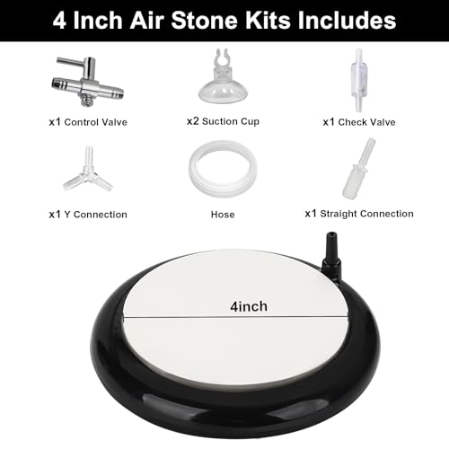 hygger Aquarium Air Stone, Bubble Stone Fish Tank Oxygen Ultra Silent Deep Dissolving Oxygen Diffuser Kit for Aquarium Fish Tank and Hydroponic - size: 4 Inch