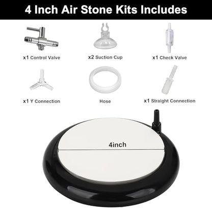 hygger Aquarium Air Stone, Bubble Stone Fish Tank Oxygen Ultra Silent Deep Dissolving Oxygen Diffuser Kit for Aquarium Fish Tank and Hydroponic - size: 4 Inch