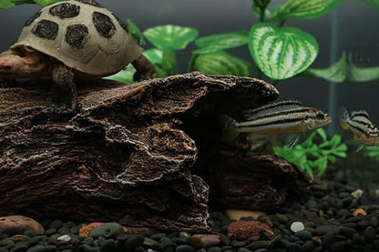 AQUA KT Reptile Hideout Tree Trunk Hollow Log Cork Bark for Lizard Bearded Dragon Snake Chameleon Hermit Crab Leopard Gecko Terrarium Habitat Decoration