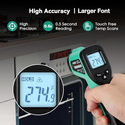 OnniOne Infrared Thermometer Gun, Laser Temperature Gun -58℉~1022℉, Instant Read Meat Thermometer with Magnet & Hold Function, Ambient and Internal Temperature Cooking Set, Grilling Gifts for Men Dad - color: Blue