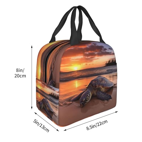 Insulated Lunch Bag Sea turtle sunset Lunch Box for Women Men Reusable Leakproof Lunch Cooler Bag for Office Picnic - color: Sea Turtle Sunset