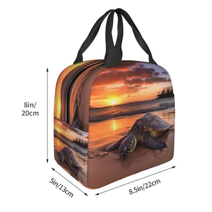 Insulated Lunch Bag Sea turtle sunset Lunch Box for Women Men Reusable Leakproof Lunch Cooler Bag for Office Picnic - color: Sea Turtle Sunset