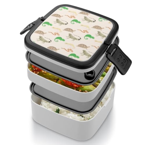 Lizard Turtle Leopard Gecko Reptile Lunch Box for Adults Portable Food Container Meal Prep Containers for Office Travel