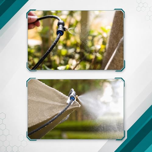 UNCO- Misting System, 75 FT, 28 Brass Mist Nozzles, 3/4" Brass Adapter, Misters for Outside Patio, Misting System for Patio, Garden, Greenhouse, Trampoline, Porch
