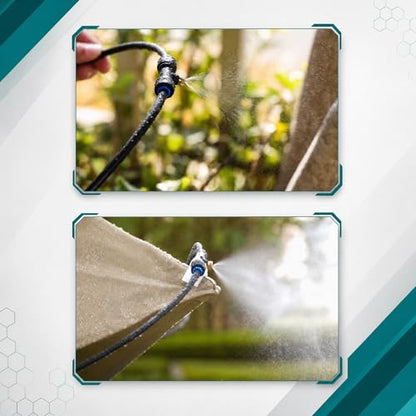 UNCO- Misting System, 75 FT, 28 Brass Mist Nozzles, 3/4" Brass Adapter, Misters for Outside Patio, Misting System for Patio, Garden, Greenhouse, Trampoline, Porch