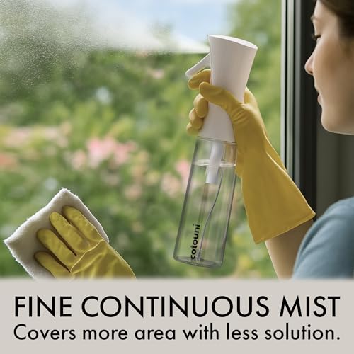 Continuous Spray Bottle for Hair Care, Hydrating Skin Care | Plant Mister or Squirt Bottle for Ironing and Cleaning, 10.1 fl oz/300 mL Clear Glass, 9.8"(H) x 2.08"(W)