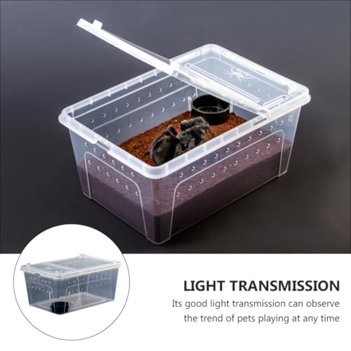 HOMSFOU Acrylic Reptile Feeding Box for Small Pets with High Surface Hardness and Safe Design, Climbing Pet Container Suitable for Living Foods and Transporting Animals Random Color