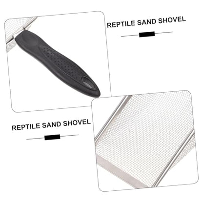 1Pc Stainless Steel Reptile Sand Shovel for Cleaning Tortoise Lizard Substrates Fine Mesh Design Durable Convenient Litter Box Accessory