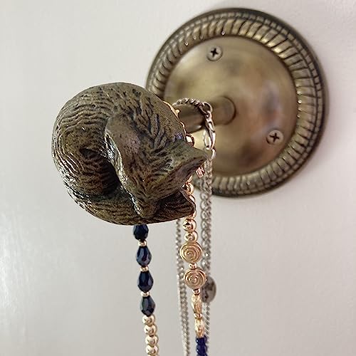 Animal Hook, Curtain Hold Back, Tie Back, Jewellery Hook, Antique Brass, Iron (Sleeping Fox) - style: Sleeping Fox