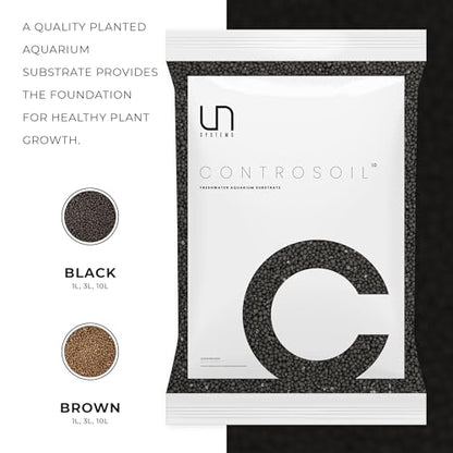 Ultum Nature Systems Controsoil - Freshwater Aqua Soil Substrate for Fish, Shrimp, Live Plant Propagation and Aquascaping - 6.8pH Low Ammonia, Volcanic Ash - Black, Fine (3 Liter) - color: Black - Fine, size: 3 Liters (2.7 kg)