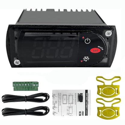 Digital Temperature Thermostat Controller PJEZS0E000,230V/50-60HZ with 2pcs NTC Probes Thermometer for Medium Low Temperature Ventilation Refrigeration Units