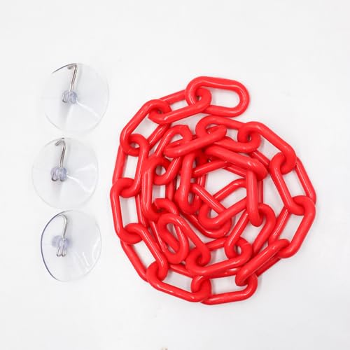 Red Plastic Climbing Chain for Reptiles – Adjustable Jungle Gym with Suction Cups | Terrarium Accessories for Geckos, Tree Frogs, Small Snakes & Arboreal Pets