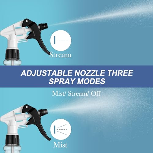 Eccliy 20 Pack 16oz Empty Spray Bottles, Leakproof Cleaning Bottles with Measurement and Adjustable Nozzle for Housekeeping, Commercial Use(Clear Cylinder,Black White Spray Head) - color: Black White Spray Head, style: Clear Cylinder