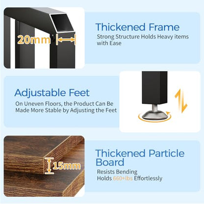 METYERRY 40-50 Gallon Fish Tank Stand with Power Outlet,Adjustable Shelf | 3 Tier Storage,660 LBS Heavy Duty Steel Frame, Fits Fish Reptile and Turtle Tanks, Stable Home Aquarium Setup - color: Rustic Brown, size: 40-50gallon