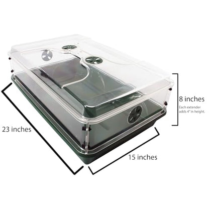 24" x 15" x 12.75" Domed Propagator with 2 Height Extenders and Locking Clip Set, Green - size: 2 Side Extenders and Locking Clip Set