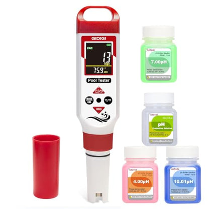 pH Meter Chlorine Tester Digital 7 in 1 Pool Water Tester Kit Salinity Tester for Saltwater Aquarium ORP Meter for Hydroponics Drinking Water Pool Water Tester pH and Chlorine for Pool Spa