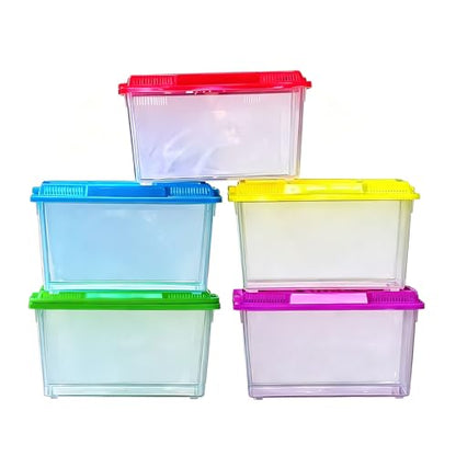 Portable Reptiles Tanks Box Including Feeding Port Observation Window for Lizards Breeding Case Large Lizards Habitat Box Featuring Ventilated Cover - size: 13x9x9cm