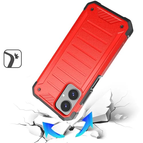 for Cricket Icon 2026 (Regular Version) Premium Tough Hybrid Cover Phone Case + Extreme Band (Red) - color: Red