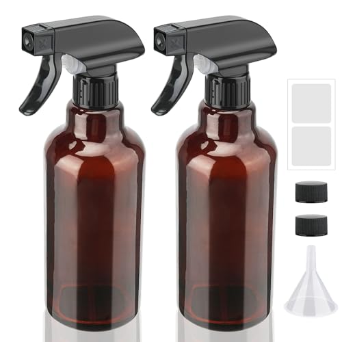 16.9oz Glass Spray Bottles 2 Pack,Mist/Stream Spraying | Adjustable Refillable Containers for Hair Care, Cleaning Solutions, Plants, Essential Oils - color: Brown, size: 16.9oz