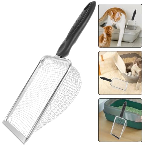 Abaodam Stainless Steel Sand Substrate Scoop for Reptiles Durable Filtering Shovel with Mesh Strainer Easy to Clean Lizard Litter for Pet Owners